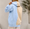 Beżowo-niebieska bluza basic z kapturem